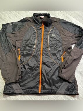 Mountain Equipment Men’s Black Windbreaker with Orange Trim Size: 100 (Medium)